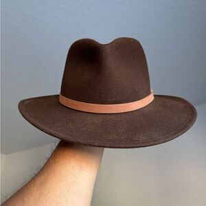 100% Wool Felt Brown Fedora Hat Size Medium